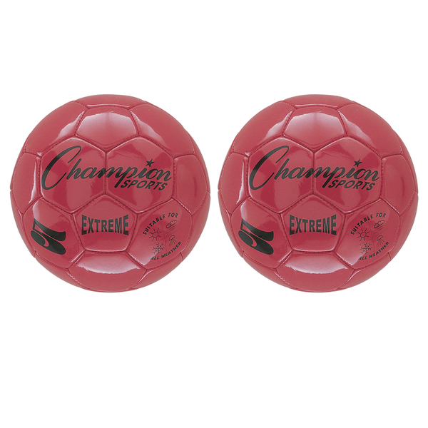 Champion Sports Extreme Soccer Ball, Red, Size 5, PK2 EX5RD